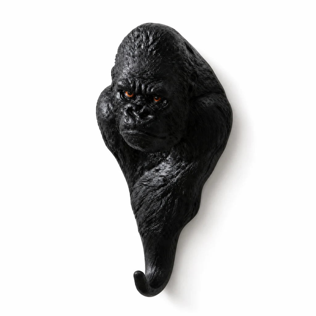 Gorilla animal wall hook white background