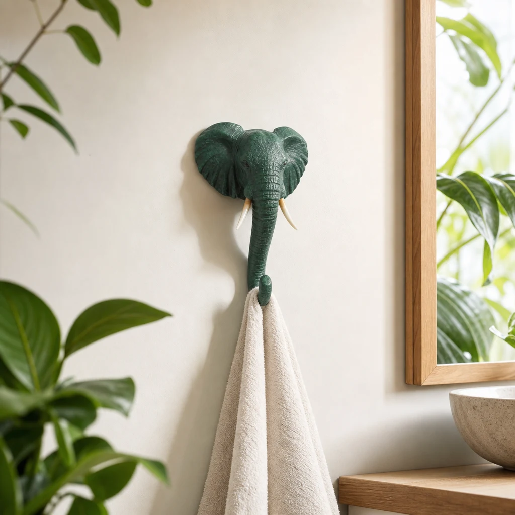 Elephant wall hook lifestyle detail