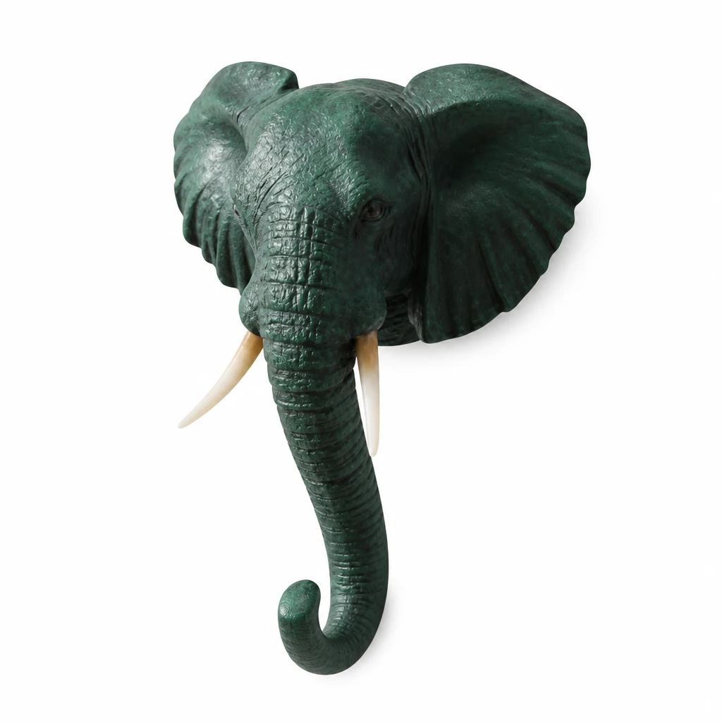 Elephant animal wall hook white background