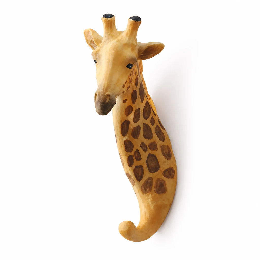 Giraffe animal wall hook white background