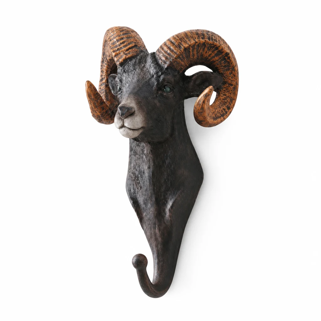 Ram animal wall hook white background